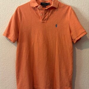 Ralph Lauren Orange and Blue Polo Shirt Soft Cotton Pique